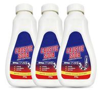 KAV Caustic Soda Drain Cleaner 3 X 375G Bottles - Industrial Strength Clog Remover, Powerful & Fast-Acting Formula For Tough Blockages