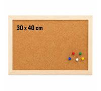 KAV Cork Notice Board 30x40cm with 6 Push Pins & 2 Hooks, 10mm Thick Natural Cork Pin Board with Classic Wooden Frame, Self-Healing Memo Board for Office, School & Home - Brown (Pack of 2)