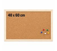KAV Cork Notice Board 40X60cm with 6 Push Pins & 2 Hooks, 10mm Thick Natural Cork Pin Board with Classic Wooden Frame, Self-Healing Memo Board for Office, School & Home - Brown (Pack of 2)