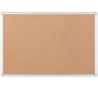 KAV Cork Notice Board with Aluminium Maya Frame - Rectangular Cork Board for Memos, Pictures & Lists, Office & Home, Rounded Edges, Wall Mount 90x60cm