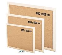 KAV - Cork Notice Office Memo School with 6 Push Pins Classic Wood Natural Frame Board, Brown (various sizes to choose from) - 600MM x 900MM