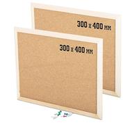 KAV - Cork Notice Office Memo School with 6 Push Pins Classic Wood Natural Frame Board, Brown (Various Sizes to Choose from) (300MM x 400MM (Pack of 2))