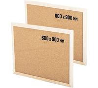KAV Cork Notice Pin Board - Noticeboard Bulletin Wooden Frame for Office, School, Bedroom, Memo, and Home (Pack of 2) - 900 x 600 mm