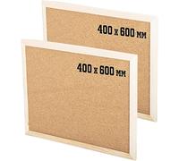 KAV Cork Notice Pin Board - Noticeboard Bulletin Wooden Frame for Office, School, Bedroom, Memo, and Home (Pack of 2) - 600 x 400 mm