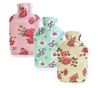 KAV Cute Hot Water Bottle - Ruber Bottle with Low Pile Plush Cover (Pretty Flower Fleece)