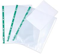 KAV Deluxe Glass Clear A4 Punched Pockets with Green Strip | Size: Medium KAV Clear Medium