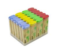 Kav Disposable Bamboo Cocktail Toothpicks - 24 Boxes 2000 Sticks, Lighter Shaped Skewers Double-Side Point, Appetizers Cocktails