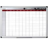 KAV Dry Wipe Magnetic Annual Planner Stylish Aluminium Frame Whiteboard for Wall Kitchen Meal Planner & Calendar (900 x 600 mm) in White KAV White
