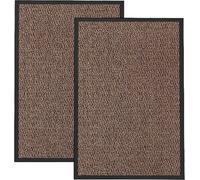 KAV Durable Non-Slip Washable Door Mat Dirt Trapper Rug Pack of 2 in Brown | Size: 40 cm x 60 cm KAV Brown 40 cm x 60 cm