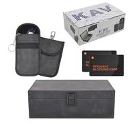 KAV Extra Large Faraday Box for Car Keys 21×7×13cm with 2 Faraday Pouches and 2 RFID NFC Blocking Cards Signal Blocking Keyless Entry Protector Anti Theft Relay Attack Shield RFID Wallet Guard