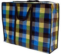KAV Extra Large Laundry Shopping Bags - Random Coloured 170 GSM Strong Reusable Waterproof Bag with Zipper & Handle for Travel, Cloths (60x50x26 cm) - Pack Of 1