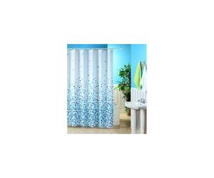 KAV Extra Wide Mosaic Blue On A White Background Polyester Shower Curtain Including 12 White Shower Curtain Rings/MOSAIC POLYESTER SHOWER CURTAIN (220