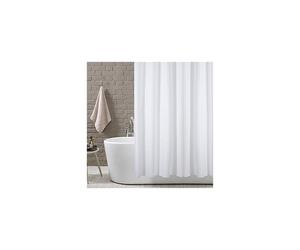 KAV extra wide width Plain White polyester Fabric Mould and Mildew Resistant Curtain Shower (220 width x 180 drop)