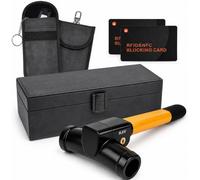 KAV Faraday Box Steering Wheel Lock Bundle Extra Large Signal Blocking Box 2 Pouches 2 Rfid Nfc Cards Keyless Entry Protection