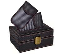 KAV Faraday Box with 2 Faraday Pouches - RFID Signal Blocking Car Key Fob Protector, Anti-Theft Keyless Entry Case for Keys, Phones & Cards, Durable Carbon Fiber Design with PU Leather & Wood