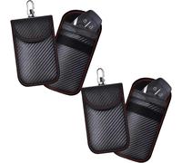 KAV Faraday Car Key Fob Protector Pouch Bag- Carbon Fiber Compact Signal Blocking Pouch for Car Key Wallets - RFID Blocking, Anti-Theft Protection - PACK OF 2