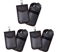 Kav Faraday Key Fob Protector Carbon Fiber Compact Rfid Signal Blocking Pouch For Pocket Size Car Key Wallets (Pack Of 3)