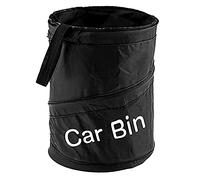 KAV Foldable and Water Resistant Collapsible Car Bin with Hanging Holder | Mini Garbage, Rubbish and Trash Can, Litter Storage and Collection- Pop up, Pack of 1 (Black)