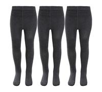 KAV Girl's 3-Pcs Smooth Cotton Tights Leggings in Grey | Size: 7-8 Years KAV Grey 7-8 Years