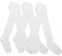 KAV Girl's 3-Pcs Smooth Cotton Tights Leggings in White | Size: 3-4 Years KAV White 3-4 Years