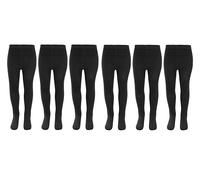 KAV Girl's 6-Pcs Smooth Cotton Tights Leggings in Black | Size: 11-12 Years KAV Black 11-12 Years