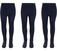 KAV Girls Tights - Simple and Smooth Cotton Tights for Children - Skin-Friendly Bottoms Tights for Everyday Casual Wear, Indoor and Outdoor - Navy Pack of 3 - 5-6 Years