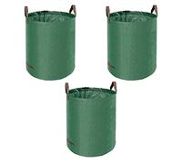 KAV Heavy Duty Garden Waste Bags - Large Garden Bag with Handles - Waterproof Rubbish Refuse Sacks - Pack of 3 (Green - 120L)