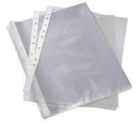 KAV- HIGH/Heavy Quality 100 Pcs A4 Clear Plastic Clear Stripe Punched Punch Pockets 55 Micron for Folders Filing Wallets Sleeves