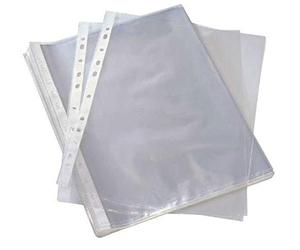 KAV- HIGH/Heavy Quality 100 Pcs A4 Clear Plastic Clear Stripe Punched Punch Pockets 55 Micron for Folders Filing Wallets Sleeves