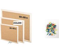 Kav High Quality Wooden Frame Cork Notice Boards Office Memo School With 100 Push Pins Classic Wood Frame Board (600mm X 900mm)
