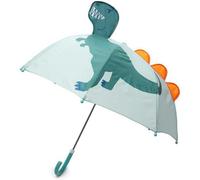 Kav Kids Striped Dome Umbrella - Lightweight, Auto-Open, Windproof & Waterproof Parasol For Boys & Girls - Dinosaur