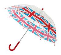 KAV Kids Union Jack Umbrella 70cm Clear Dome Transparent Rain Umbrella for Boys and Girls, England Flag Lightweight Wind Resistant Canopy