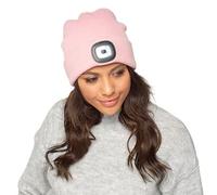 KAV Ladies Baby Pink LED Beanie Hat - Knitted Winter Hat with Built-in LED Light, One Size Fits Most, 100% Acrylic, Warm, High Visibility, Hands-Free Lighting for Outdoor Activities