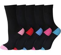 KAV Ladies Pack of 15 Colour Heel & Toe Socks in Black - Cotton Rich with Honeycomb Soft Top Stretch Breathable Multipack Socks for Work and Casual Wear