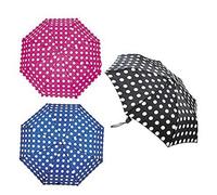 Kav Ladies Penny Spot Supermini Umbrella - Compact, Automatic Folding Lightweight Portable Umbrella (Navy With White Spot)