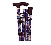 KAV Lightweight Walking Stick, Purple Floral Aluminium Cane with Push Button Lock, Adjustable Height and Wrist Strap, Ideal for Elderly, Travel, and Outdoor Activities