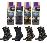KAV Men’s Camouflage Socks 4 Pack, UK Size 7-11 - Soft Grip, Cushioned, Reinforced Heel & Toe - Comfortable Camo Socks for Hiking, Army, Camping