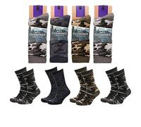 KAV Men’s Camouflage Socks 4 Pack, UK Size 7-11 - Soft Grip, Cushioned, Reinforced Heel & Toe - Comfortable Camo Socks for Outdoor Sports, Jungle Hiking, Army, Military, Camping - Multicolour