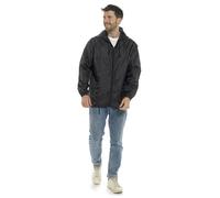 KAV Mens Shower and Wind Resistant Coat, Rain Coats, Windbreaker Pac A Mac in Pack Bag, Rain Jackets - Black - XL