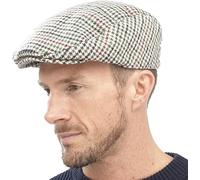 KAV Mens Traditional Flat Cap One Size - Classic Tweed Caps 1920s Gatsby Newsboy Hat for Men - Quilted Polyester Lining Roaring 20s Costume Accessories (Beige/Red)