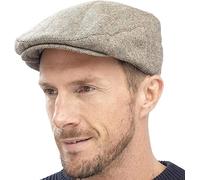 KAV Mens Traditional Flat Cap One Size - Classic Tweed Caps 1920s Gatsby Newsboy Hat for Men- Quilted Polyester Lining Roaring 20s Costume Accessories - Brown