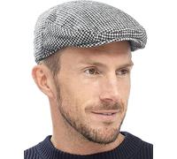 KAV Mens Traditional Flat Cap One Size - Classic Tweed Caps 1920s Gatsby Newsboy Hat for Men- Quilted Polyester Lining Roaring 20s Costume Accessories - Grey Check
