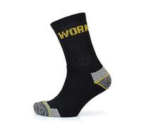 Kav Men's Work Socks-Comfortable, Wicking, Walking, Smart, Durable, Black With Grey And Yellow Contrast, Size-Uk 7-11 (Pack Of 6)