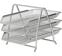 KAV Mesh Desk Organizer Letter Tray for Office & Home, Space-Saving Document, Sturdy Steel Mesh Construction in Silver | Size: Large KAV Silver Large
