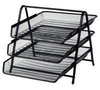 KAV - Mesh Letter Filing Trays Stackable A4 Desk Tidy Paper Document Office Organiser, Metal Executive Wire Holder - Black
