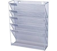KAV Mesh Wall Literature Holder Magazine Hanging File Home/Office Organiser for Desk Storage, A4 Paper, Files, & Letters in Silver KAV Silver
