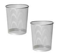 KAV Metal Mesh Wastebasket Paper Bin - Round Trash Lightweight Circular Rubbish Can for Kitchen, Bathroom, Bedroom, Office - Size 27x23.5x23.5 cm - Silver - Pack Of 2