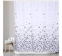KAV Mosaic Patterned Water Proof Polyester Fabric Mould Resistant Shower Curtain With Hooks in Grey KAV Grey