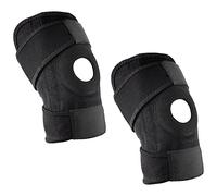 KAV Neoprene Adjustable 2X Knee Support for Arthritis, Joint Pain Relief, ACL, Meniscus Tear, Runners, Walking and Running | Patella Knee Brace with Strap for Men and Women- Black Pads, Pack of 2