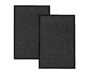 KAV Non-Slip Washable Door Mat Dirt Trapper - Durable Indoor & Outdoor Doormat - Absorbent Entryway Mat for Home, Kitchen & Bathroom - Black, 40cm x 60cm - Pack of 2